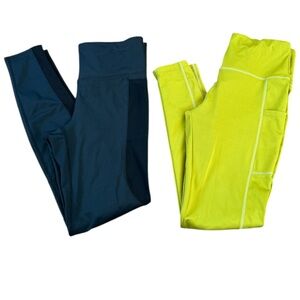JoyLab Black and Lime Leggings Set size M